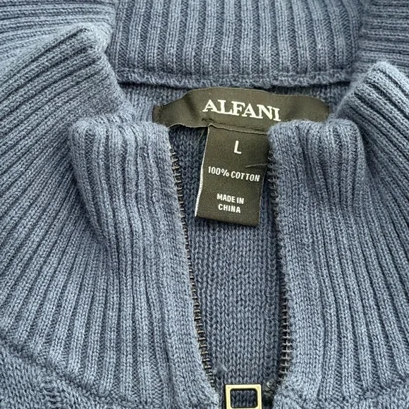 NEW Alfani Men's Navy Blue Striped Sweater - Picture 5 of 11